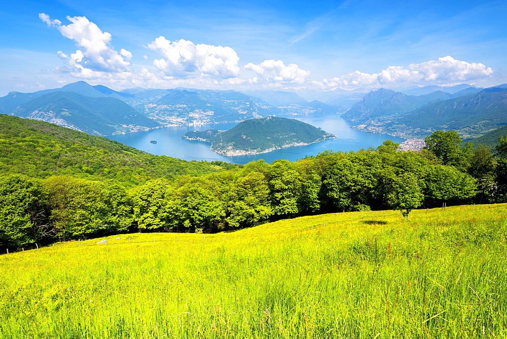 Montisola view from Colmi of Sulzano, Brescia province, Lombardy district, Italy, Europe