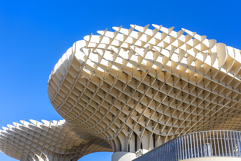 Setas de Sevilla, Metropol Parasol, a wooden modern architecture structure with an archaeological museum and viewpoint, Seville, Andalucia, Spain, Europe