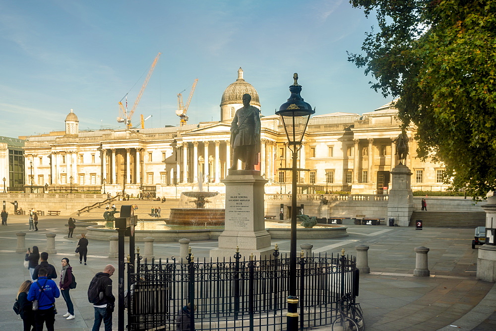 Trafalgar Square with Sir Henry Havelock statue in the morning, London, England, United Kingdom, Europe