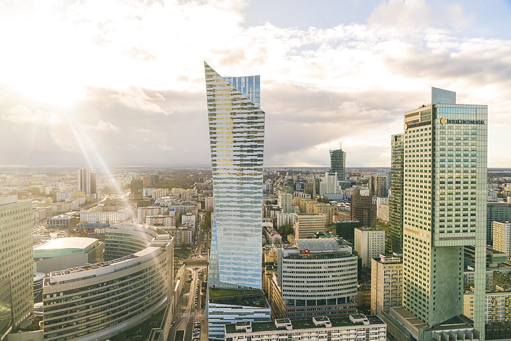 Modern towers in the downtown district, Warsaw, Poland, Europe