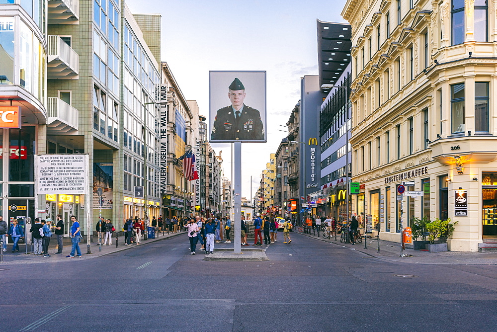 Haus am Checkpoint Charlie in Friedrichstrasse, a well known tourist hub, Berlin, Germany, Europe