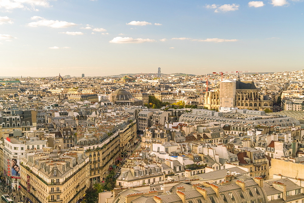 View from Square de la Tour Saint-Jacques towards 2nd Arrondissement, Paris, France, Europe