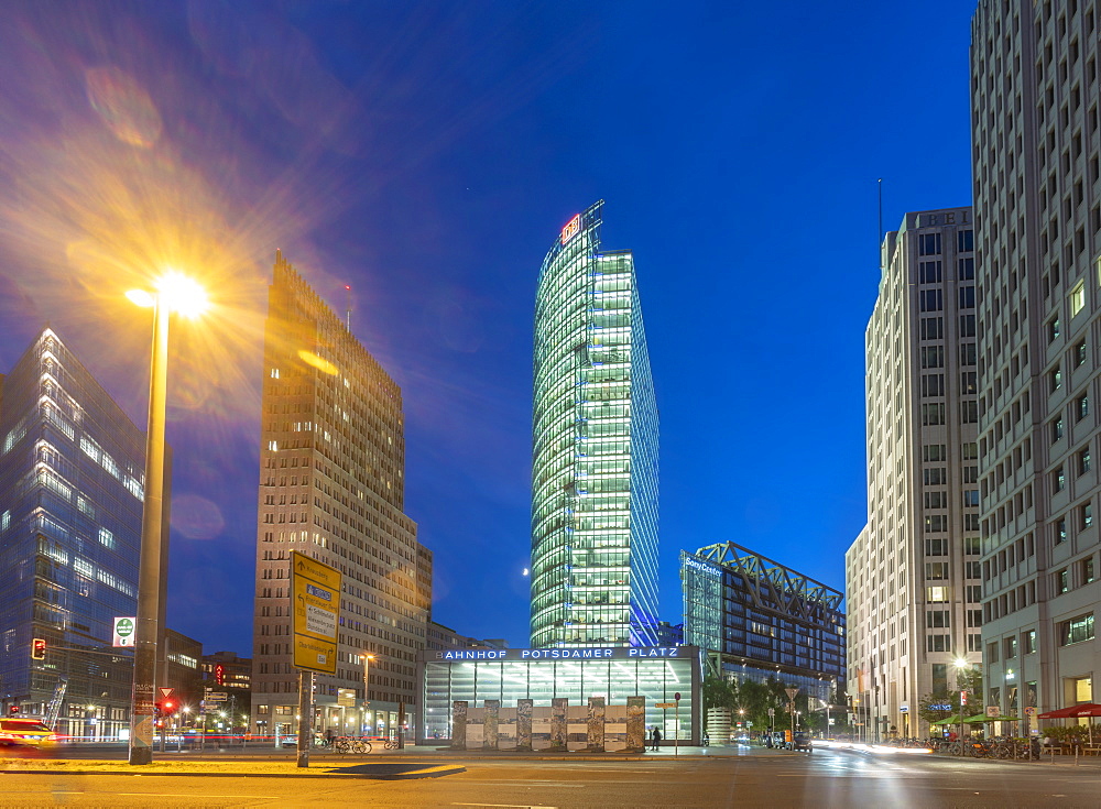 Potsdamer Square (Potsdamer Platz) at night, Berlin, Germany, Europe