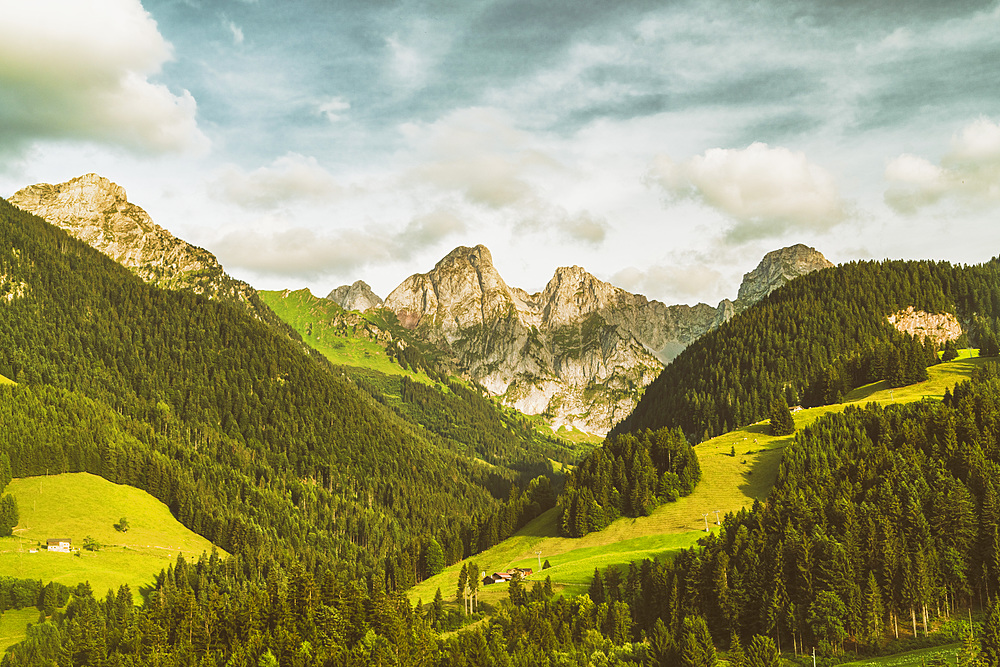 Natural landscape at the Interlaken with Jungfraujoch in the background, Switzerland, Europe