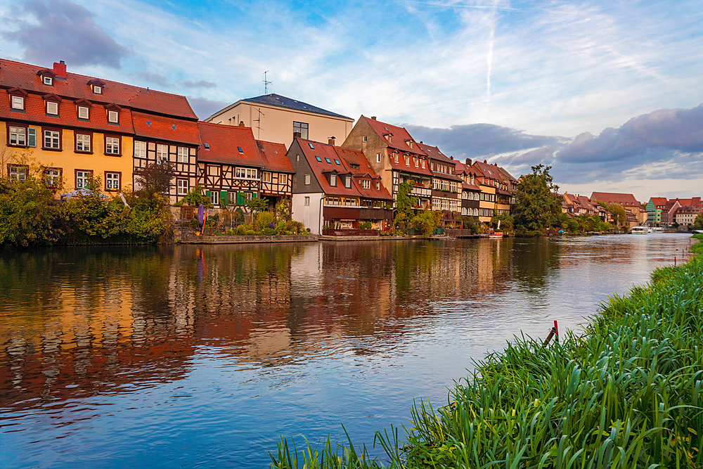 Old houses by the Fischerei on the Linker Regnitzarm, Little Venice, Bamberg, UNESCO World Heritage Site, Bavaria, Germany, Europe