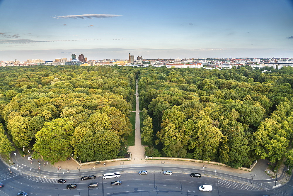 View of Berlin skyline from Siegessaule, Berlin, Germany, Europe