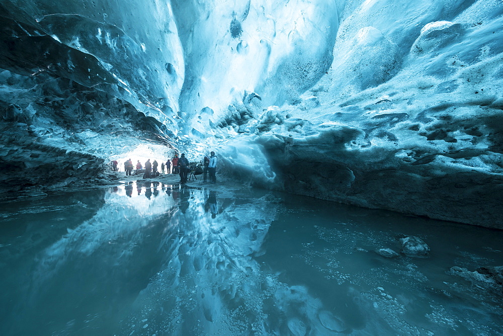 Ice cave in Vatnajokull glacier, Iceland, Polar Regions