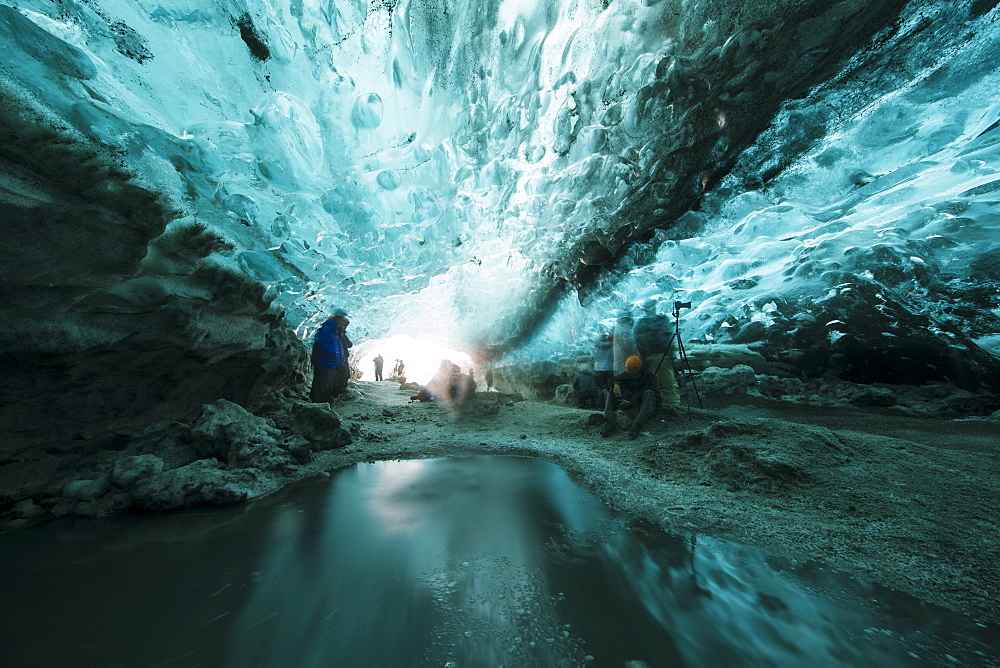 Ice cave in Vatnajokull glacier, Iceland, Polar Regions