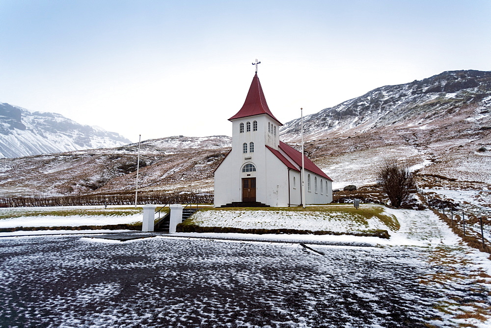 Asolfsskalikirkja Church in Asolfsskali in the south of Iceland, Iceland, Polar Regions