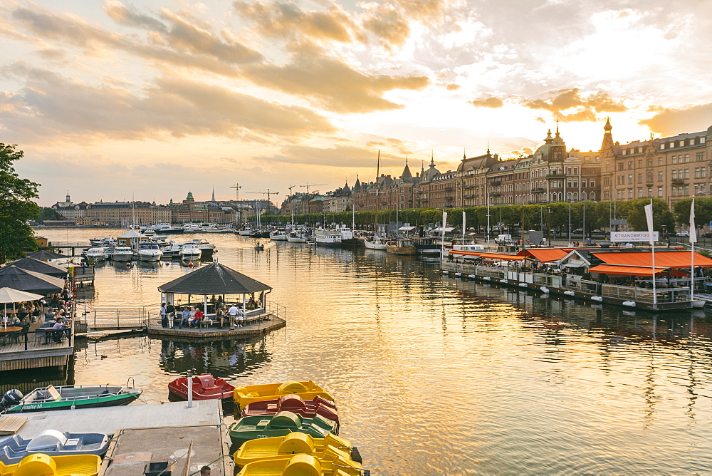 Strandvagen in Norrmalm and Skansen seen on the left side at the center of Stockholm, Sweden, Scandinavia, Europe