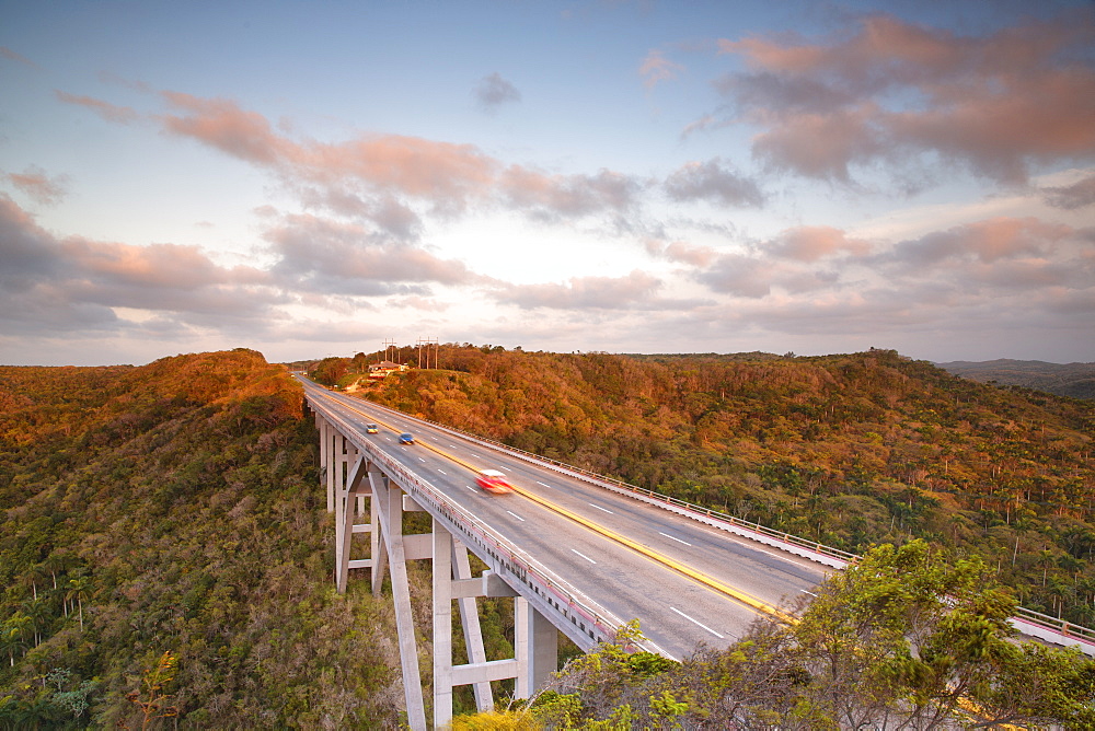 Viaduct at sunset in the forest of Cuba, Havana district, Cuba, West Indies, Caribbean, Central America