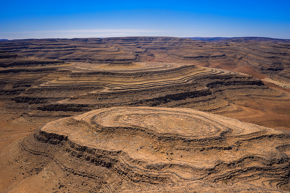 A drone shot of the Fish River Canyon, the second largest canyon in the world, Namibia, Africa