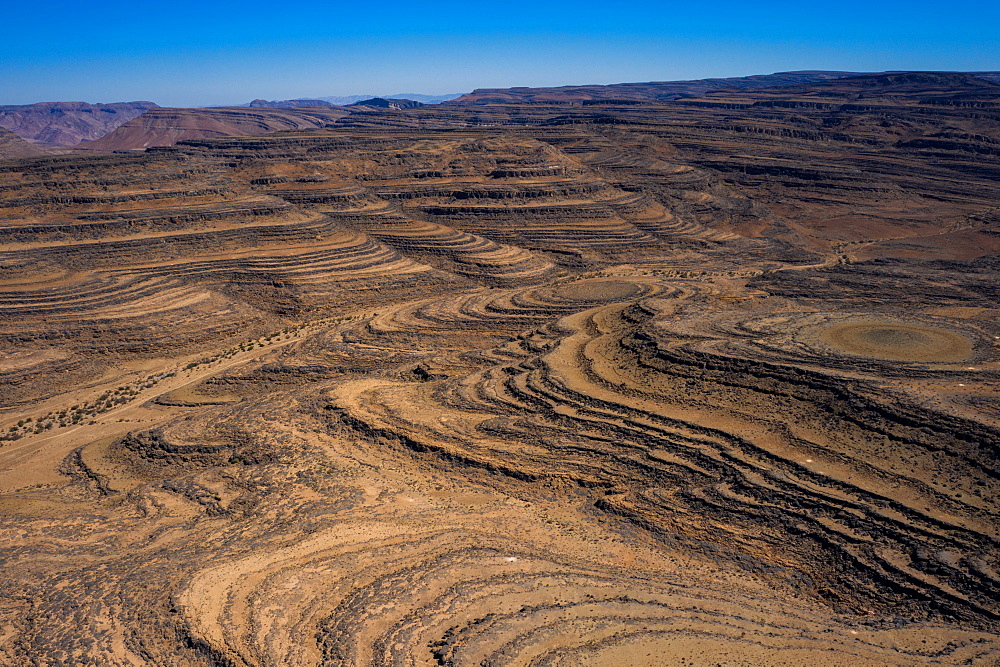 A drone shot of the Fish River Canyon, the second largest canyon in the world, Namibia, Africa