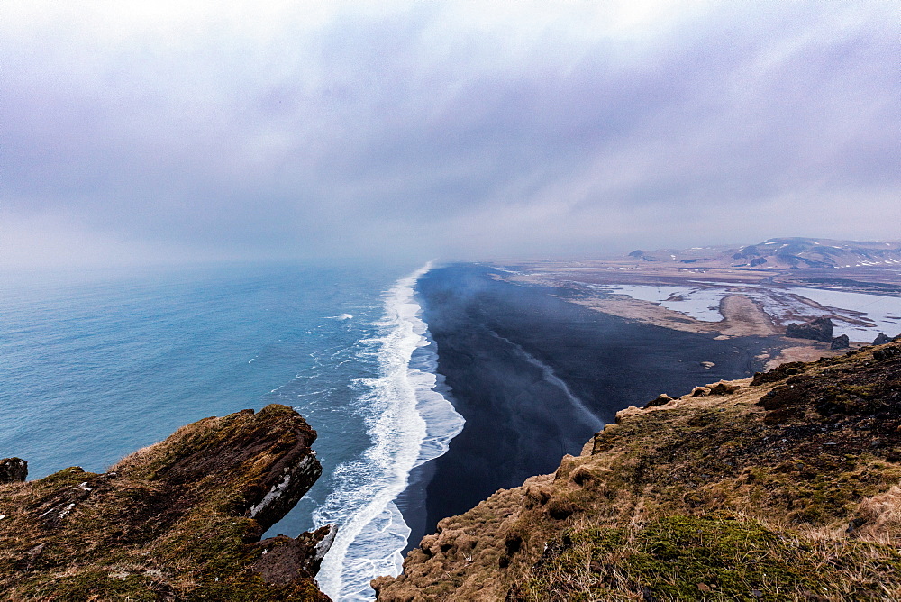 Reynisfjara, a black-sand beach found on the South Coast of Iceland, Polar Regions