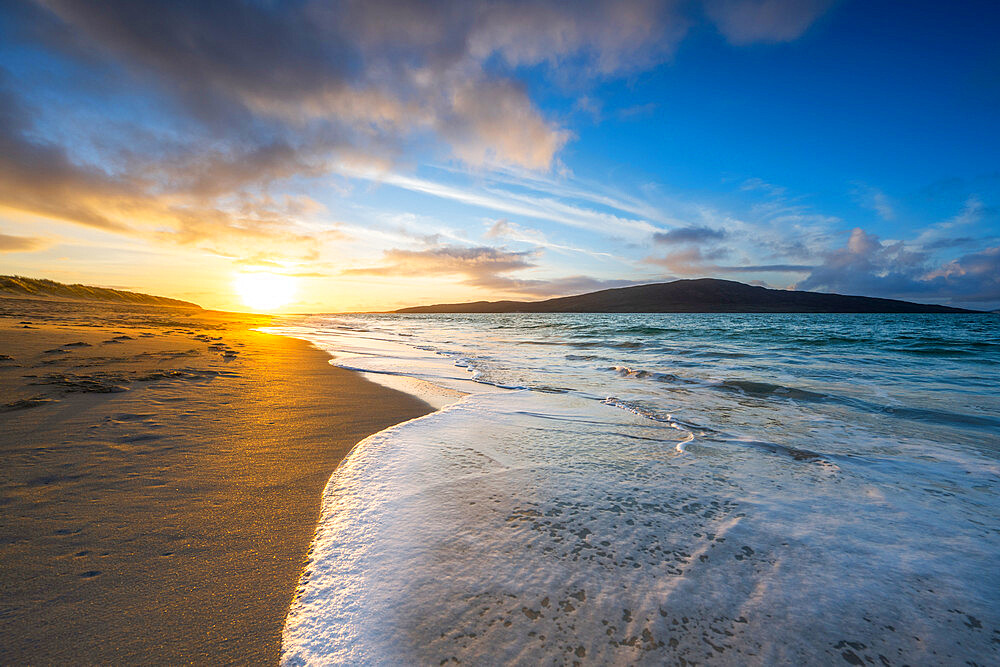 Sunset at Luskentyre Beach, Isle of Harris, Outer Hebrides, Scotland, United Kingdom, Europe