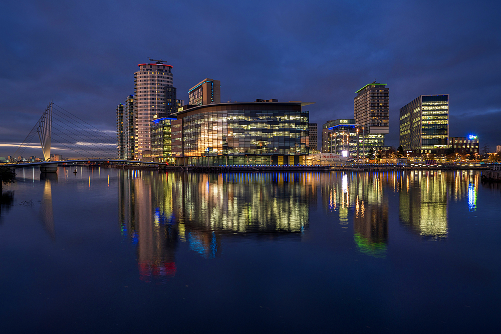 MediaCity at night Salford Quays, Manchester