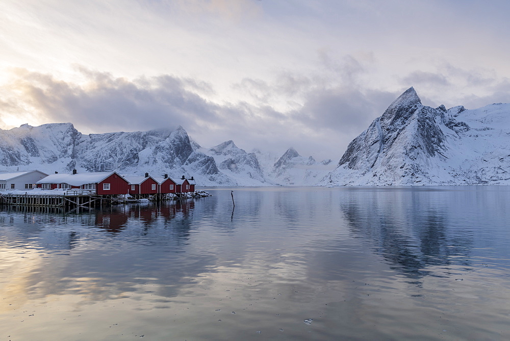 Fishing village in winter, Hamnoy, Lofoten Islands, Arctic, Norway, Europe