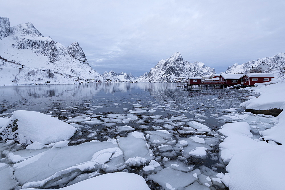 Reine in winter, Moskenes, in the Lofoten Islands, Arctic, Norway, Europe