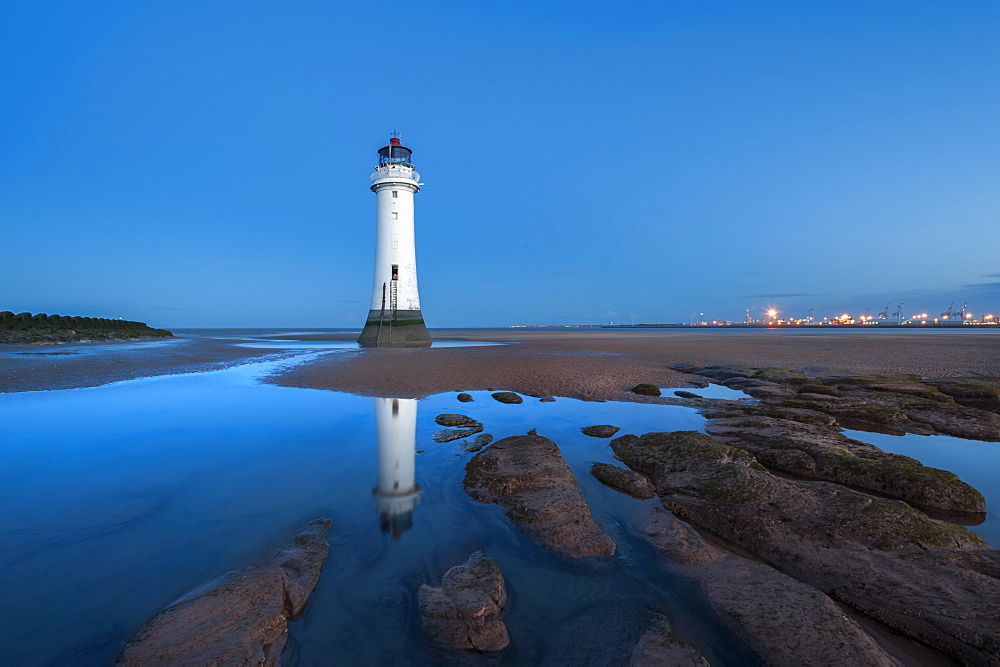 Perch Rock lighthouse at sunrise, New Brighton, Merseyside,The Wirral, England, United Kingdom, Europe