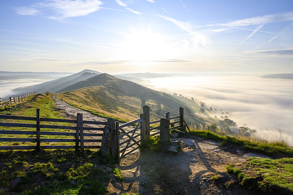 Hope Valley with cloud inversion, The Peak District National Park, Derbyshire, England, United Kingdom, Europe