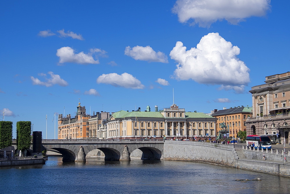 City view with bridge leading to old town, Stockholm, Sweden, Scandinavia, Europe