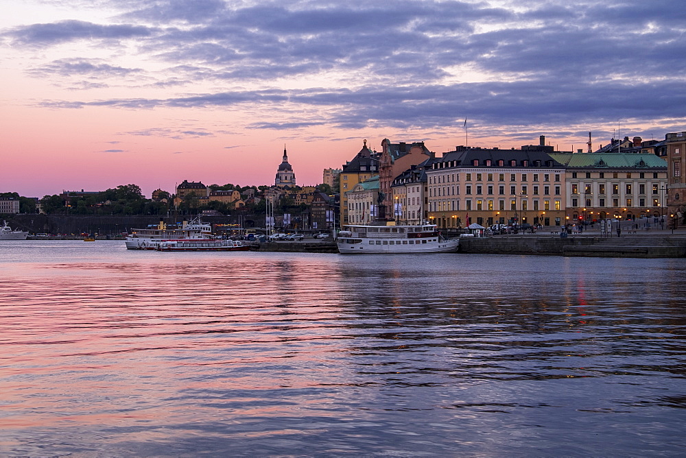 Stockholm during twilight blue hour, Stockholm, Sweden, Scandinavia, Europe