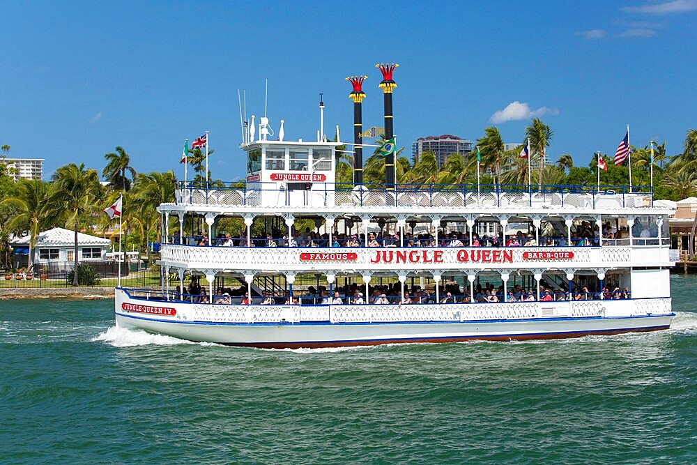 Historic riverboat, the Jungle Queen, cruising along the Intracoastal Waterway, Fort Lauderdale, Florida, United States of America, North America