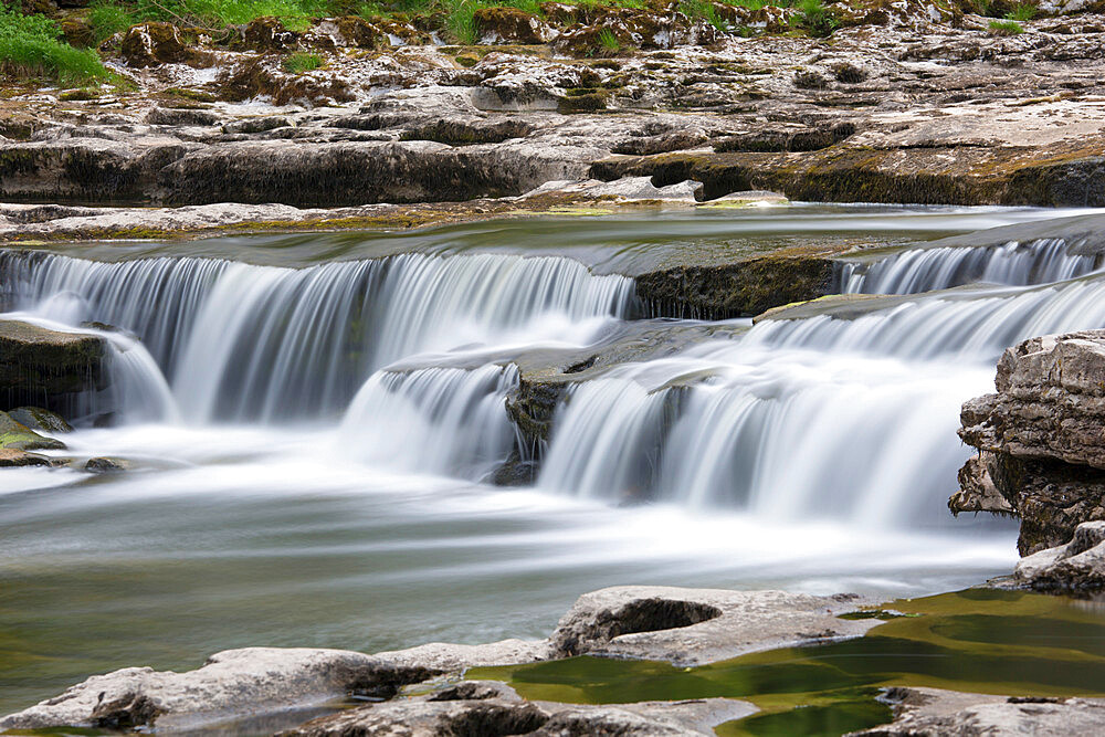 Lower Aysgarth Falls on the River Ure, near Leyburn, Wensleydale, Yorkshire Dales National Park, North Yorkshire, England, United Kingdom, Europe