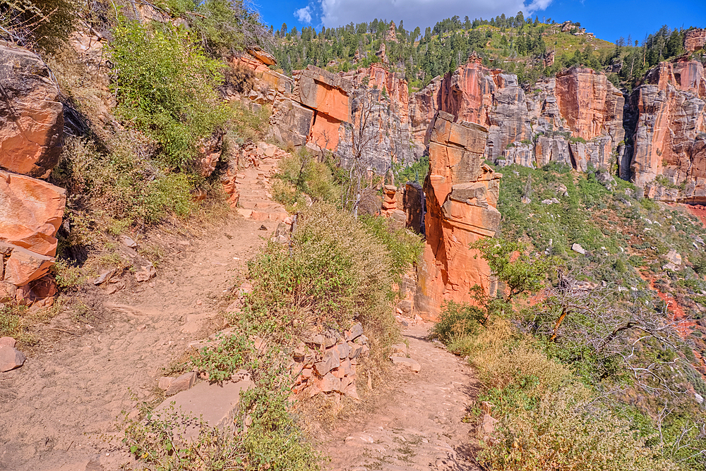 The 17th switchback along the North Kaibab Trail at Grand Canyon North Rim Arizona.