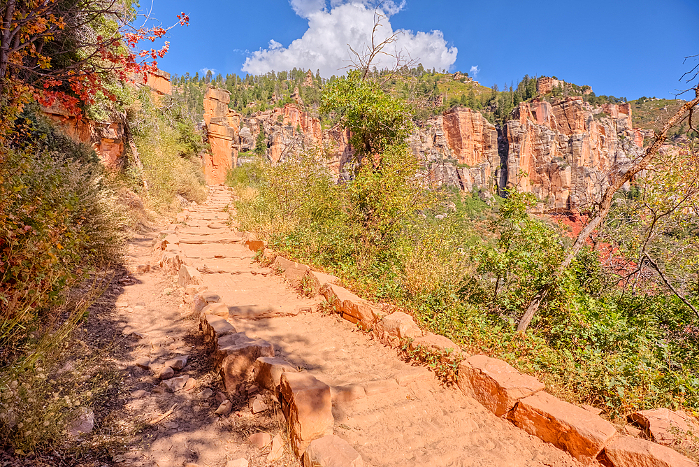 The 18th switchback along the North Kaibab Trail at Grand Canyon North Rim, UNESCO, Arizona, United States of America