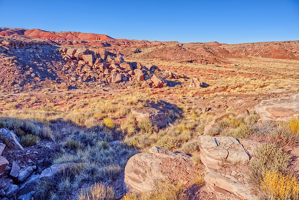 Boulder pile in a valley  leading to Dead Wash, Petrified Forest National Park, Arizona, United States of America