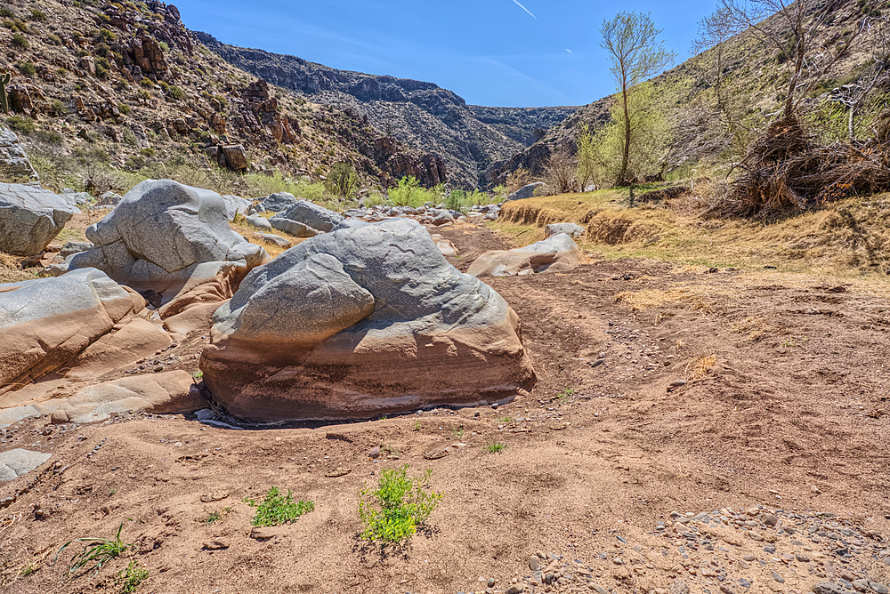 The granite riverbed of the Agua Fria River Canyon in the Agua Fria National Monument of Arizona.