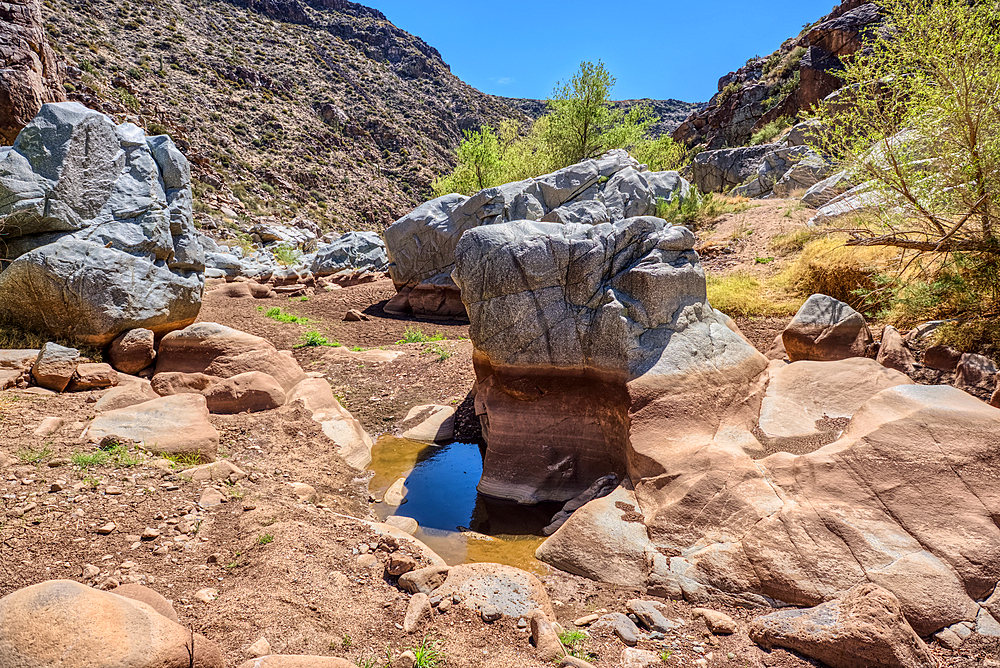 The granite riverbed of the Agua Fria River Canyon in the Agua Fria National Monument of Arizona.