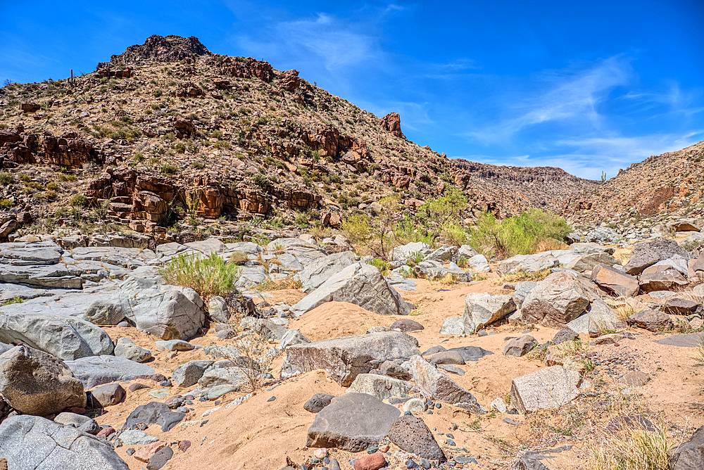 The granite riverbed of the Agua Fria River Canyon in the Agua Fria National Monument of Arizona.