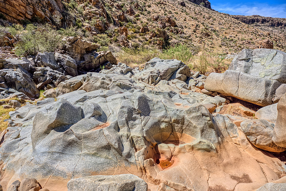 The granite riverbed of the Agua Fria River Canyon in the Agua Fria National Monument of Arizona.