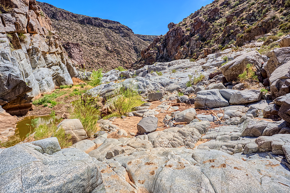 The granite riverbed of the Agua Fria River Canyon in the Agua Fria National Monument of Arizona.