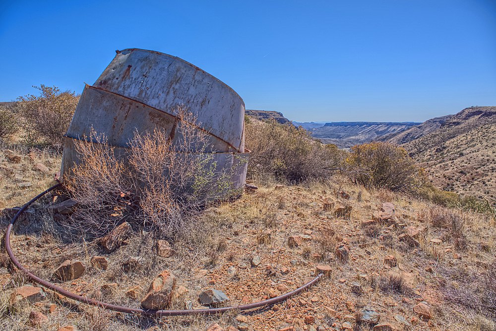 Remnants of the Richinbar Mine within the Agua Fria National Monument north of Black Canyon City Arizona. Mine was established in 1905 but was abandoned in 1940 when the company that owned it went bankrupt.