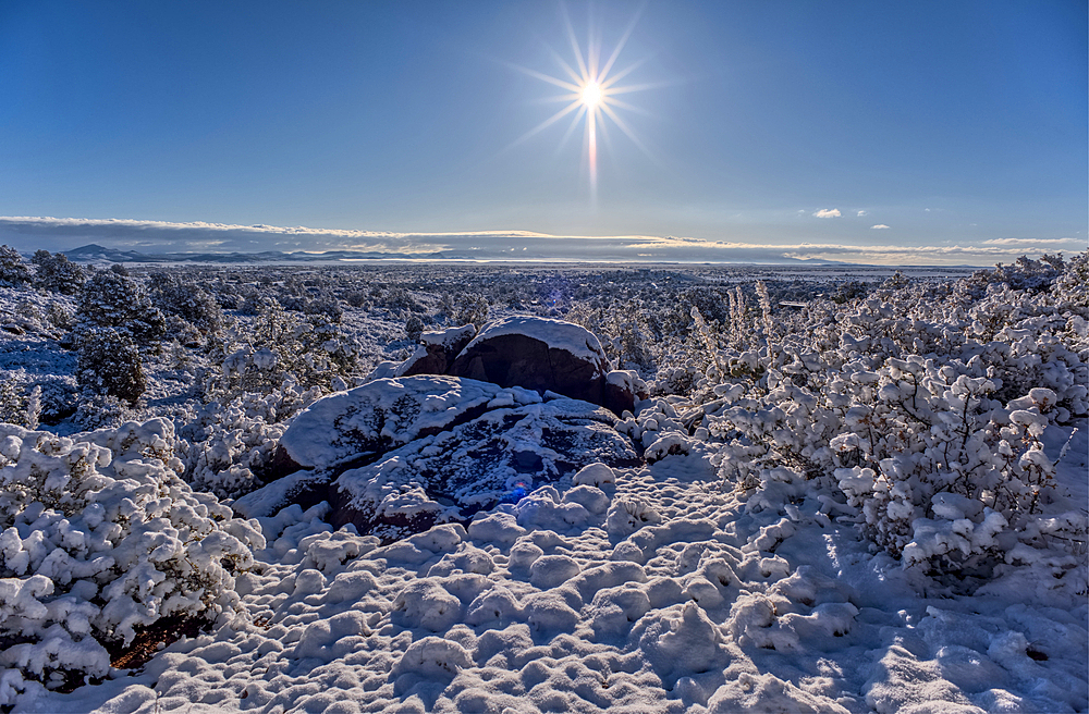 Snow covered landscape, Chino Valley, Arizona, USA