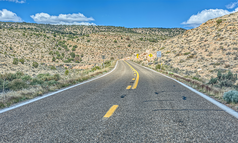 Highway US89A ascending onto the Kaibab Plateau, Arizona, USA