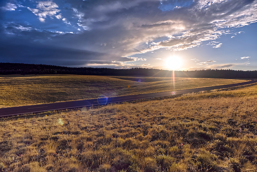 Rolling Hills in Pleasant Valley in the Kaibab National Forest north of Grand Canyon North Rim Arizona near sundown.