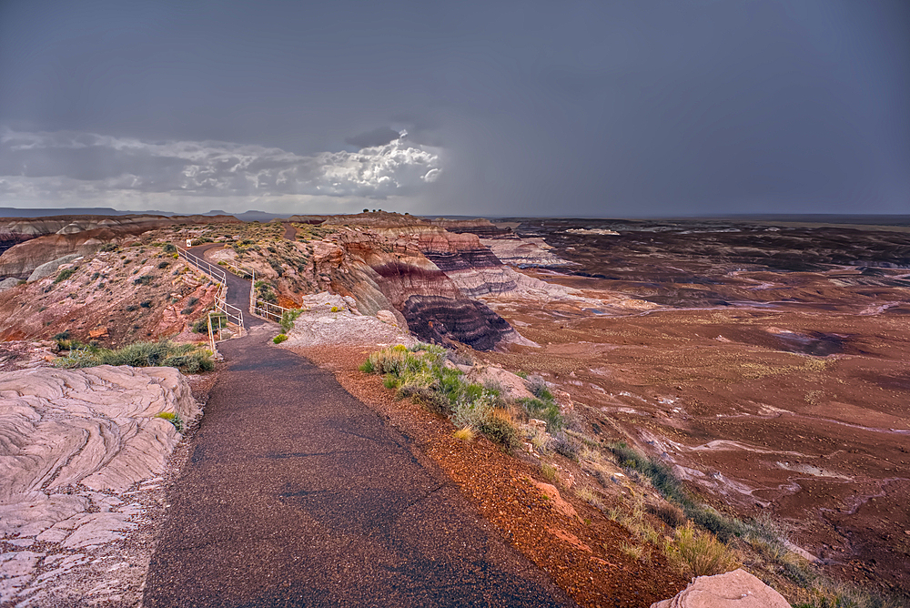 A storm approaching Blue Mesa in Petrified Forest National Park Arizona.