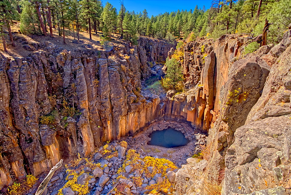 Cliffs of Sycamore Falls with dry inactive waterfalls, Kaibab National Forest near Williams, Arizona, United States of America, North America