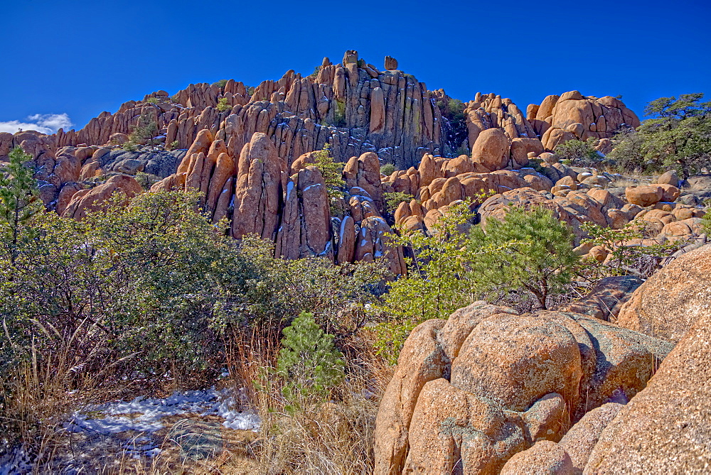 A large wall of fractured Granite along a trail in Constellation Park in Prescott called The Lost Wall, Arizona, United States of America, North America