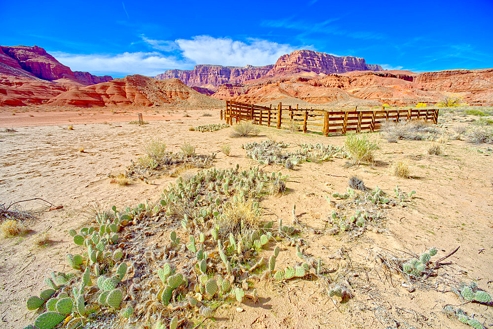 Lonely Dell Ranch Corral at Vermilion Cliffs National Monument near the Glen Canyon Recreation Area, Arizona, United States of America, North America