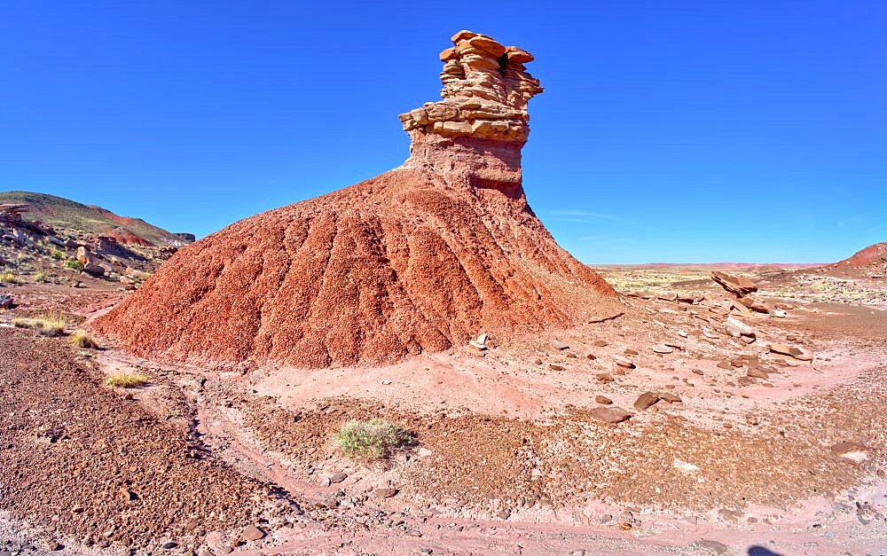 Formation below Chinde Point in Petrifed Forest National Park Arizona called Chinde Rock.