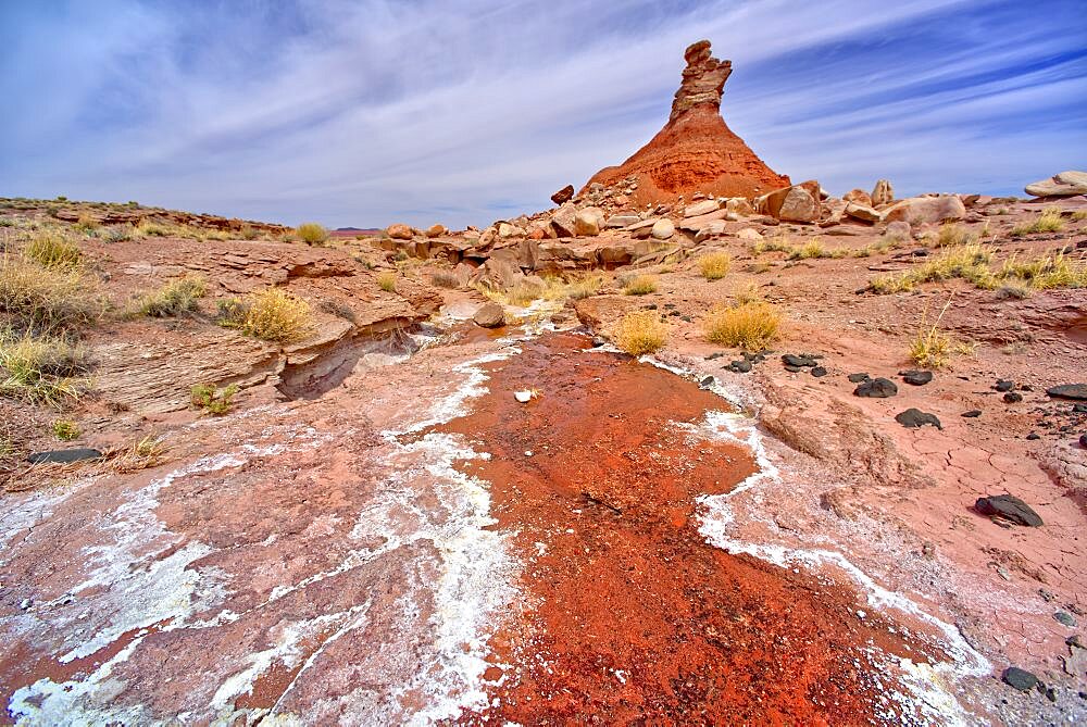 A hoodoo near a natural Spring west of Pintado Point in Petrified Forest National Park Arizona called the Guardian.