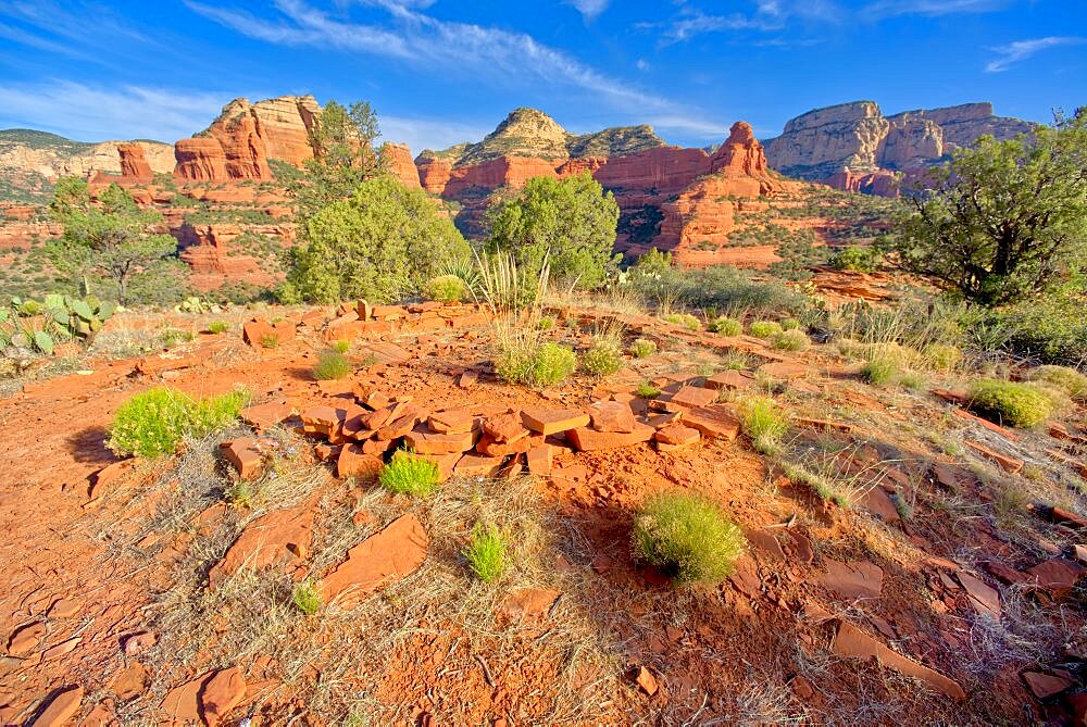 The remains of an ancient Indian Kiva on Mescal Mountain in Sedona Arizona.