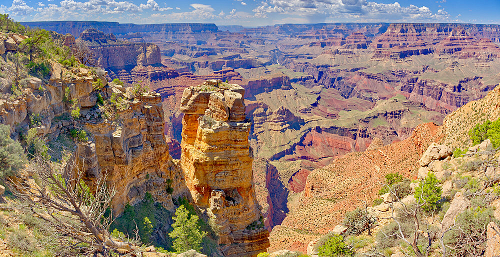 A rock spire separate from the cliff wall west of Zuni Point at Grand Canyon, Grand Canyon National Park, UNESCO World Heritage Site, Arizona, United States of America, North America