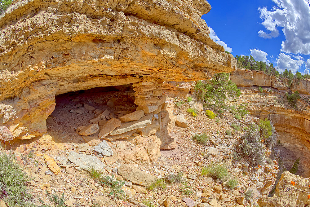 Ancient Indian Ruins on the edge of a cliff east of Papago Point at Grand Canyon, Grand Canyon National Park, UNESCO World Heritage Site, Arizona, United States of America, North America