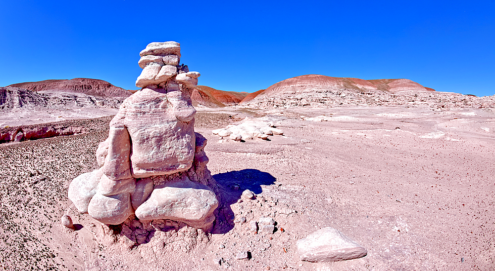 Various hoodoos in Angels Garden at Petrified Forest National Park, Arizona, United States of America, North America